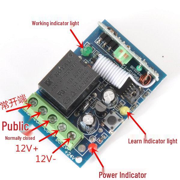 12V Single-Channel Wireless Switch with Wall-Mountable 1-Key Remote, 315M Frequency