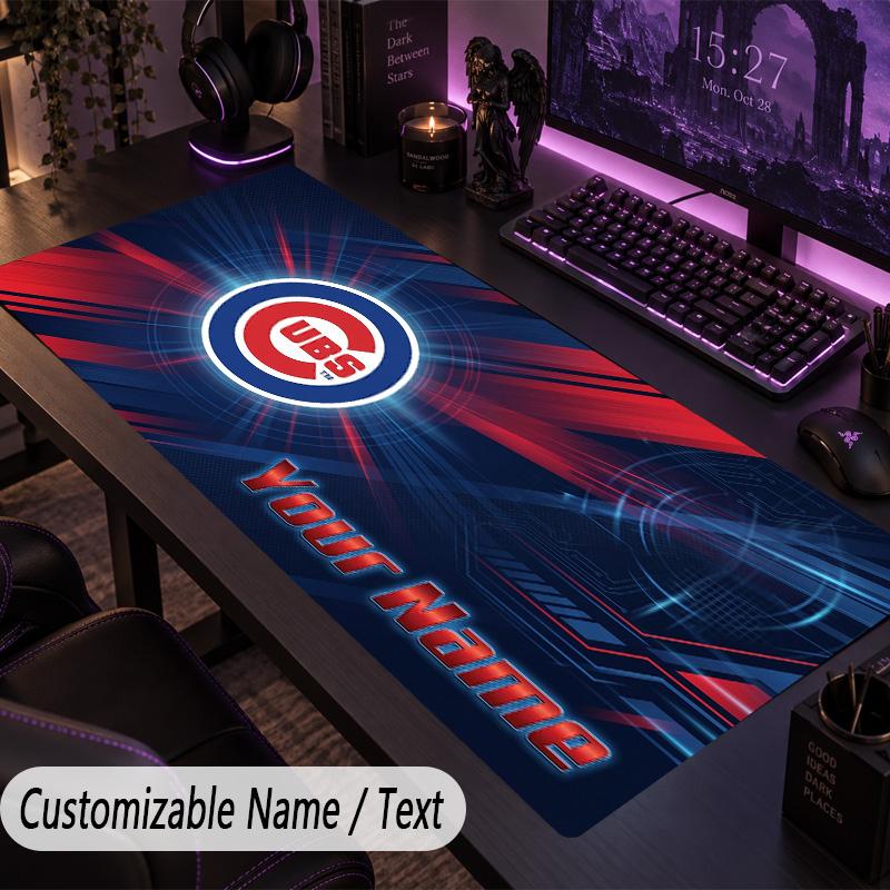Large Mouse PadChicago Cubs Custom Name Text Personalized Desk Mat Non Slip Gaming Pad