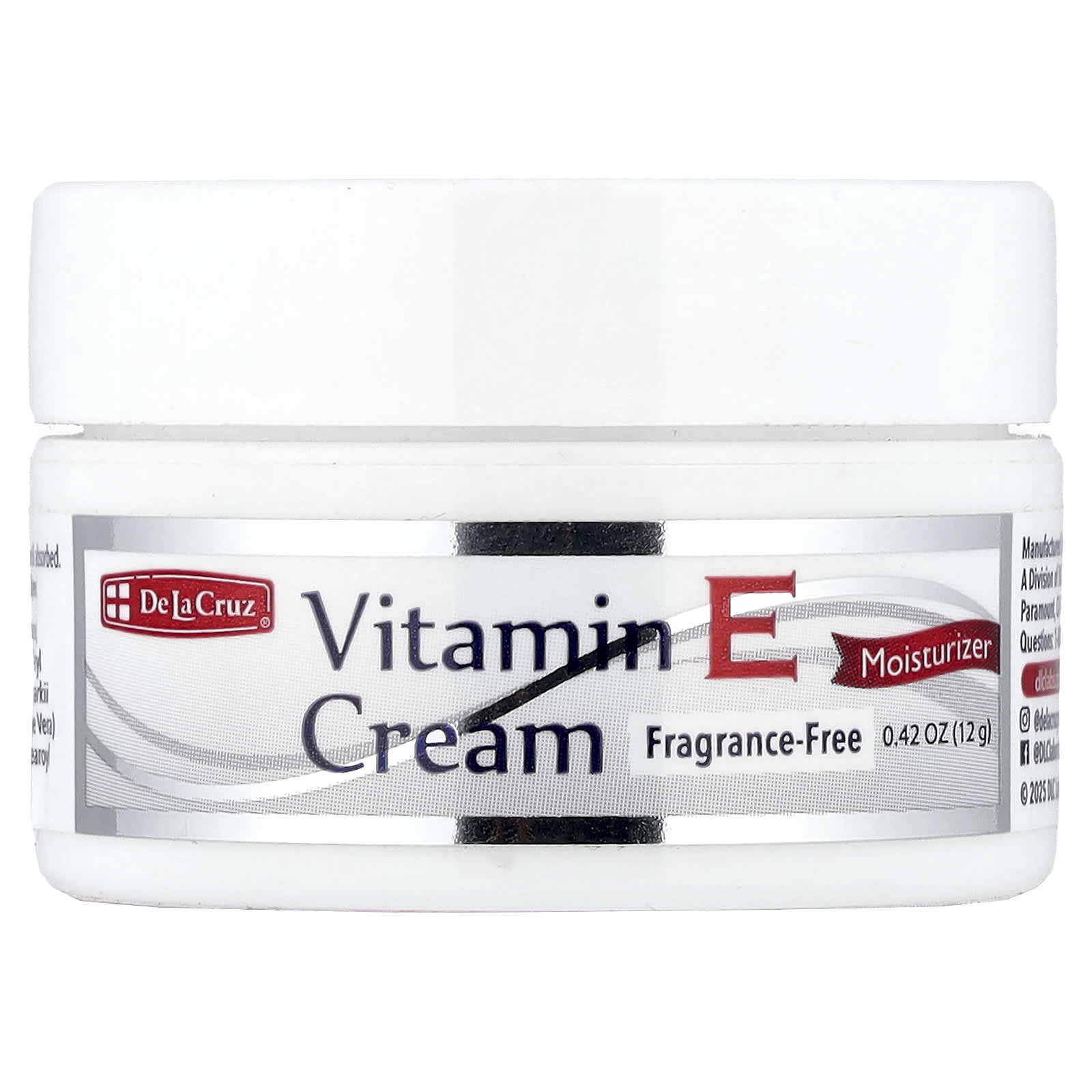 

De La Cruz, Vitamin E Cream, Fragrance Free, 12 g (0.42 oz)