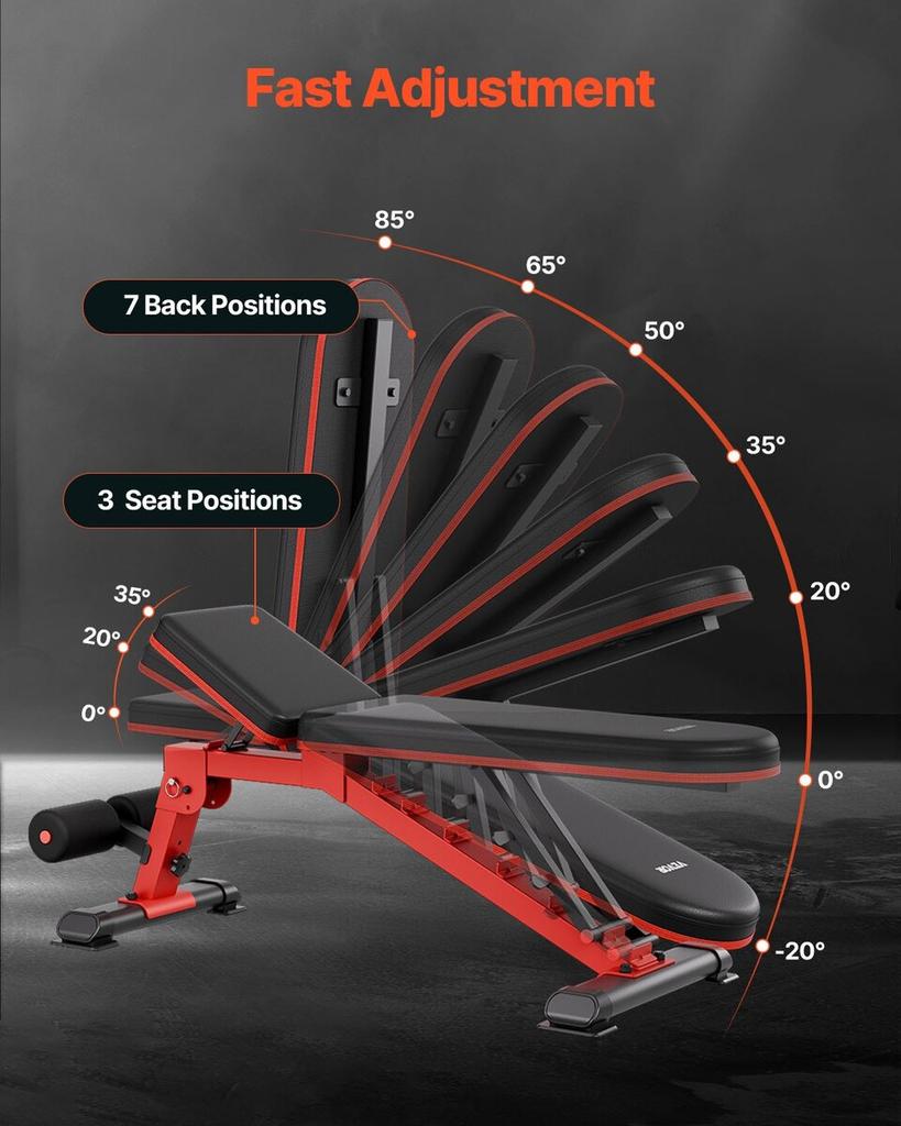 Weight Bench Sit Up Bench Home Gym Strength Training Adjustable Foldable