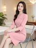 V-Neck Women's Professional Salon and Hotel Dress - Autumn Fashion Overalls Skirt