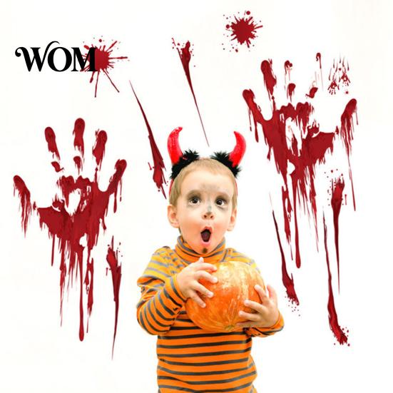 Kitchen Wall Decoration Halloween Blood Handprints/Footprints Stickers, Removable Decals, Spooky Waterproof Moisture-proof Sticker Window DIY