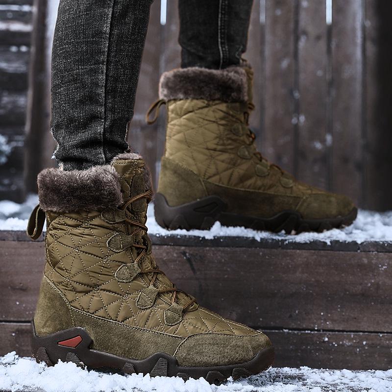 Golden Sapling Winter Warm Military Shoes Men Outdoor Windproof Work Mid-calf Boots Male Genuine Leather Non-slip Short Booties