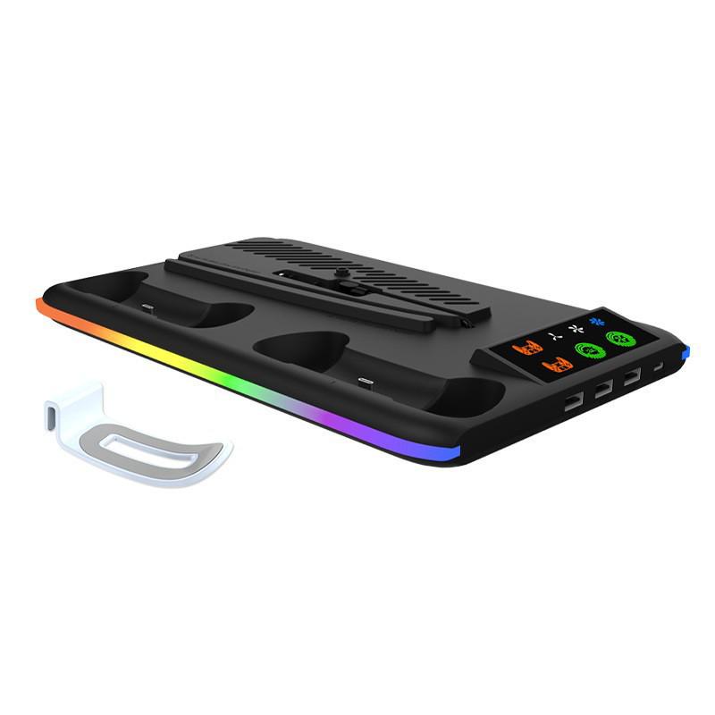 

Охлаждающая подставка для консоли PS5 Slim/PS5 с RGB-подсветкой, зарядным устройством для контроллера и держателем для наушников