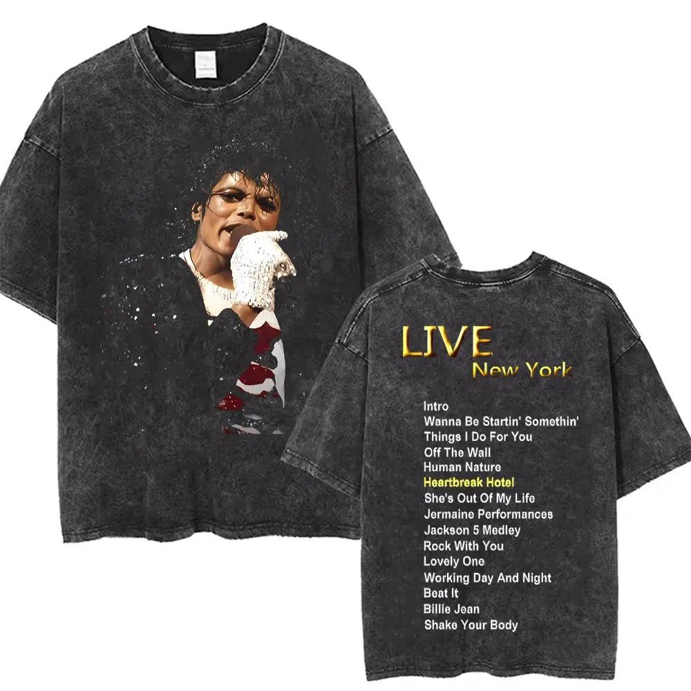2026 Vintage Gewassen Michael Jackson King of Pop T-shirt Mannen Vrouwen Retro Gothic Rock T-shirts Heren Punk Oversized T-shirts Streetwear