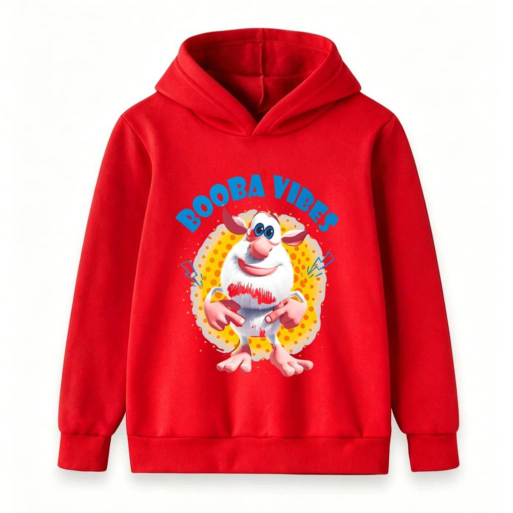 Sudadera Informal para Niños y Niñas, Sudadera con Capucha de Manga Larga con Estampado Gráfico de Dibujos Animados Booba Vibes, Top Holgado Ligero Cómodo Para el Día a Día