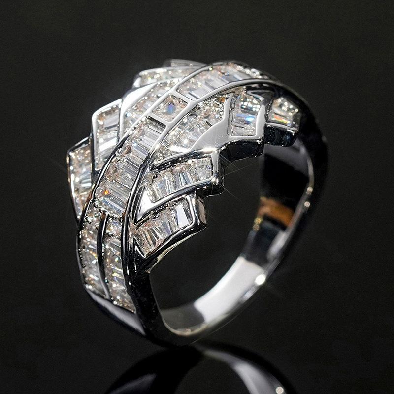 

New Alien Future Technology Light Luxury Ring for Female Actress Elegant Personality Design Wax Set Geometric Zircon Zircon 10