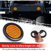 2Pcs 4 Inch Round Amber Strobe Lights 24 LED Trailer Tail Lights Amber 4" LED Strobe Light Stop Turn Tail Light Brake Lights for Trailer Truck 10-30V