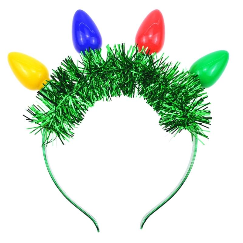 Christmas LED Hair Hoop with Bulb&Tinsels Shape Adult Styling Hair Supplies 1 зелёный