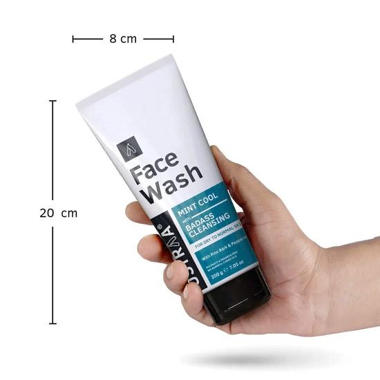 Ustraa Face Wash - Mint Cool - For Dry To Normal Skin - 200g | Reduces Moisture Loss | Removes Dirt & Dead Skin | with Pine Bark & Peppermint
