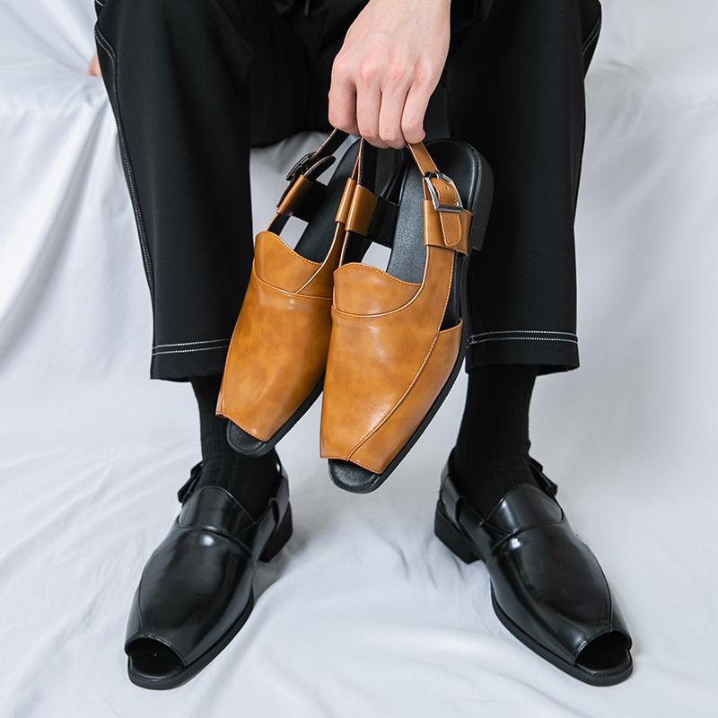 Large size sandals men's summer new men's low-top casual shoes fashion trend breathable young men's small leather shoes