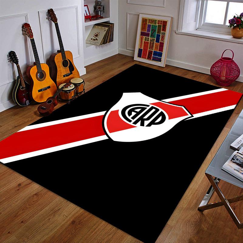 Red and White Shield on Black Background Patterned carpet a non slip rug suitable for all seasons and any setting, gift