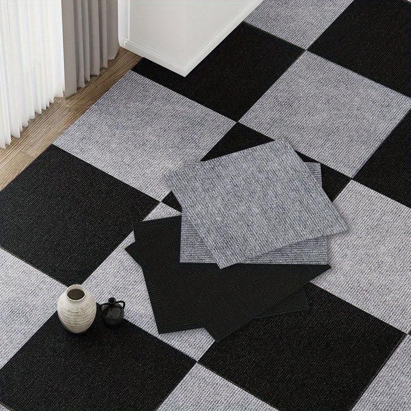 30x30cm DIY Modern Carpet Self-adhesive Anti Slip Block Fully Spread Floor Mat Bedroom Study Office Can Be Cut
