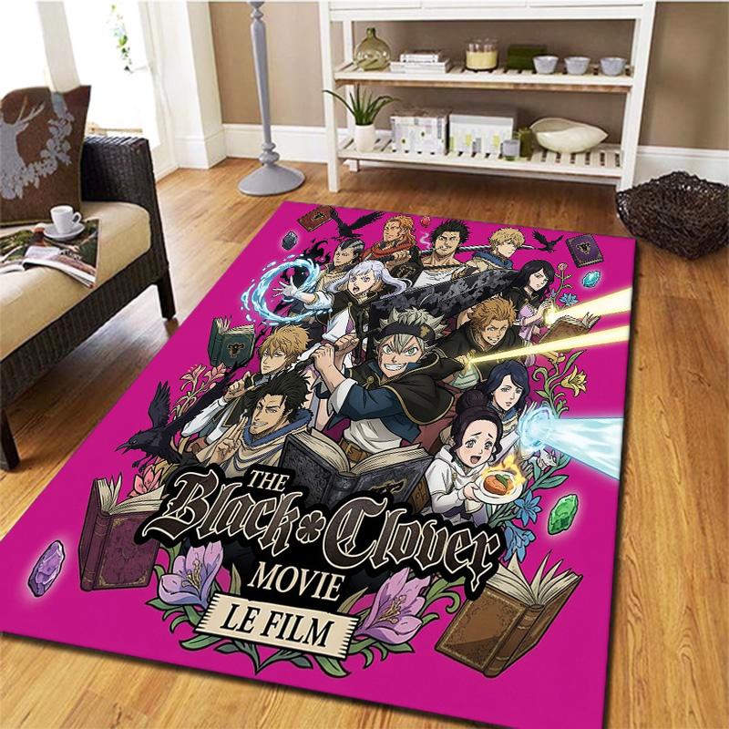 Black Clover Carpet Rug For Living Room Bedroom Home Sofa Decoration Kids Play Nonslip Floor Mat