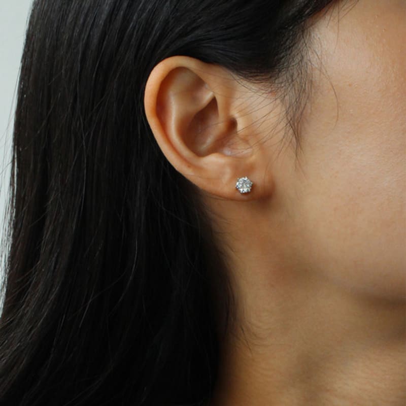 NORMALLEE [White Gold] Basic Cubic Earrings (XL)