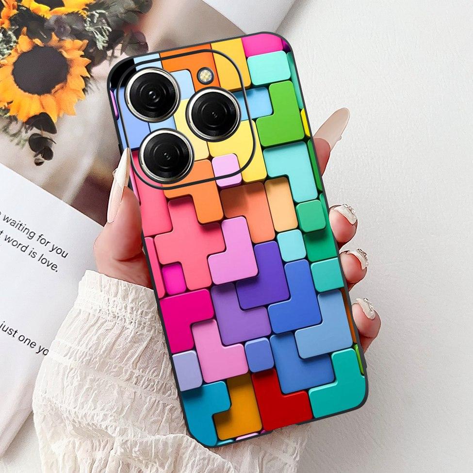 For Techno Spark 20Pro KJ6 Back Cover For Tecno Spark 20 Pro Case Black Silicone Fashion Luxury Cute Cartoon Shockproof Bumper