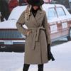 Cappotto da Donna Doppiopetto di Media Lunghezza in Misto Lana - Cappotto con Tasca a Revers Tacca