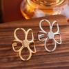 1Pcs Hollowed-out Flower Stainless Steel Ring - Elegant and Bold Women's Finger Ring