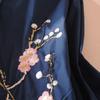 Embroidered Flower Ethnic Style Mid-length Pullover POLO Collar Shirt for Women Spring and Autumn Three-quarter Sleeve Shirt