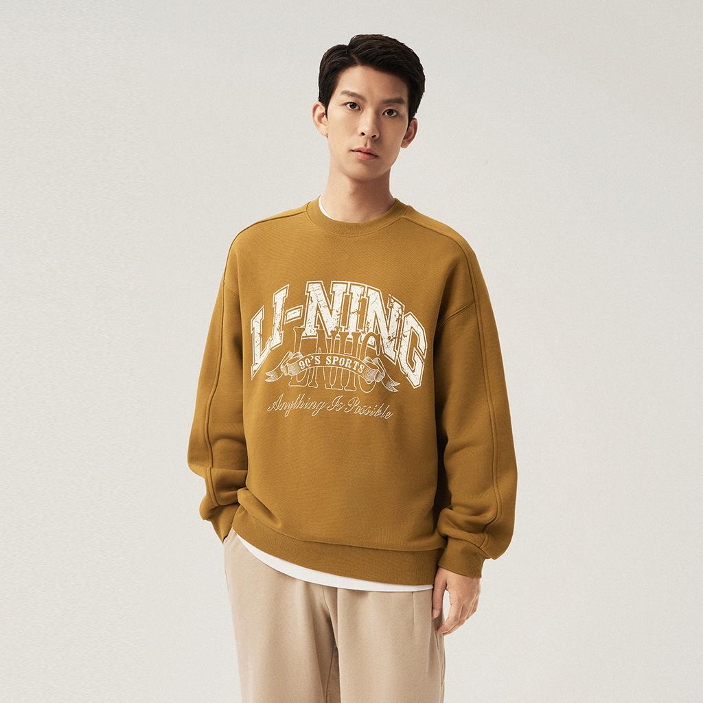 Li Ning Sports Life Collection Sweatshirt Unisex Gold Brown AWDU979-6