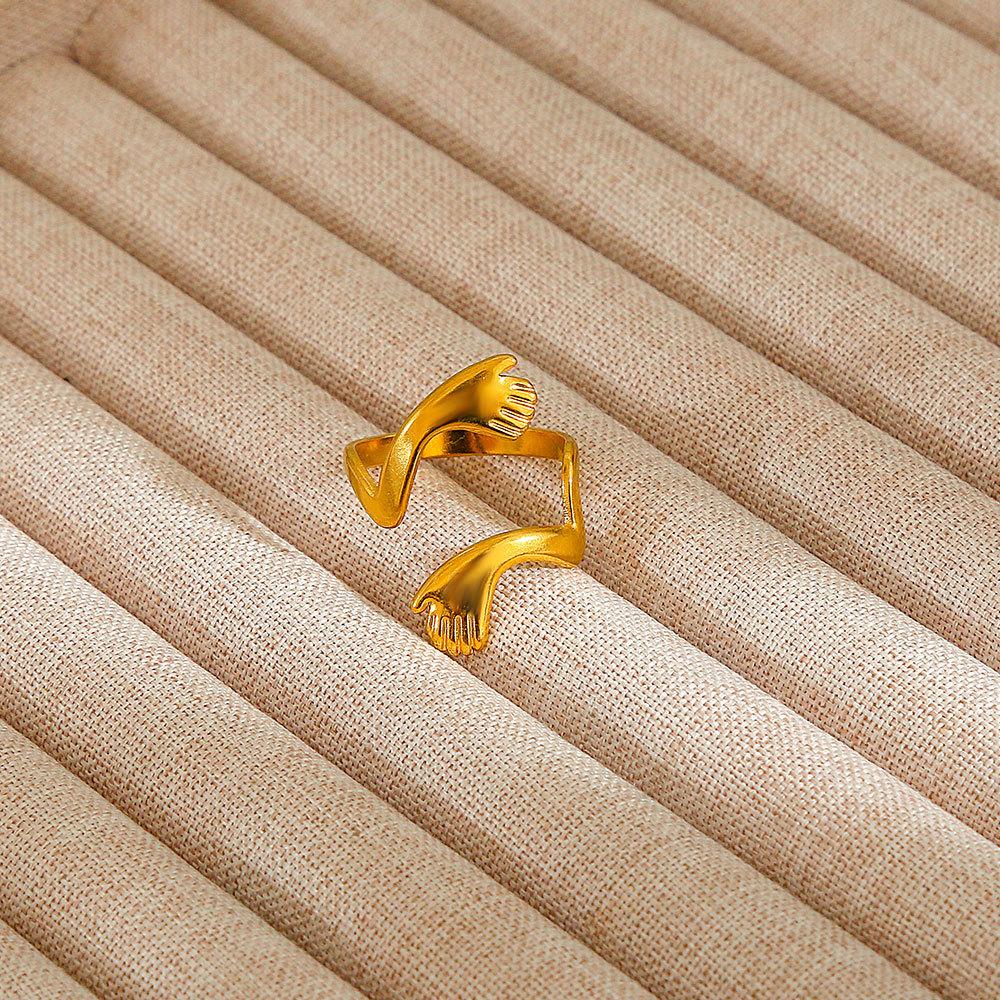 1Pcs Stainless Steel Ring Set with Zirconia, Metal Style Finger Ring, Index Finger Ring