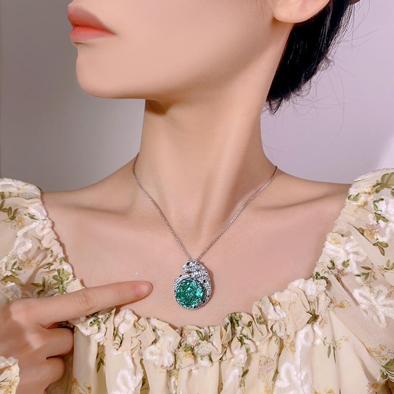 Sieraden Simulatie Roosgeslepen Kleurrijk Schatkleur Retro Luipaard Hanger Ketting Hoofdsteen 18Mm