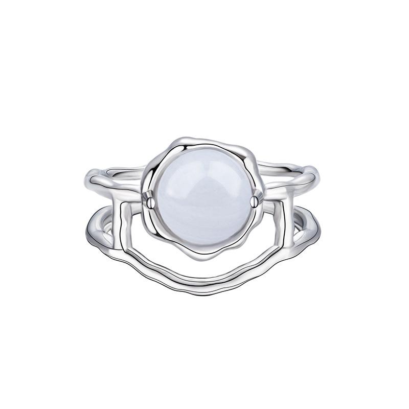 925 Sterling Silver 2-layer Cat's Eye Stone Finger Rings For Women Fashion Wedding Engagement Party Charm Jewelry
