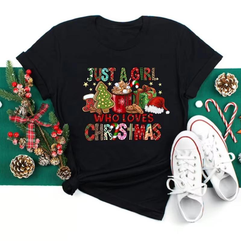 

Womens Christmasthemed Printed Tshirts Casual and Simple Style Perfect for Womens Holiday Outfits S