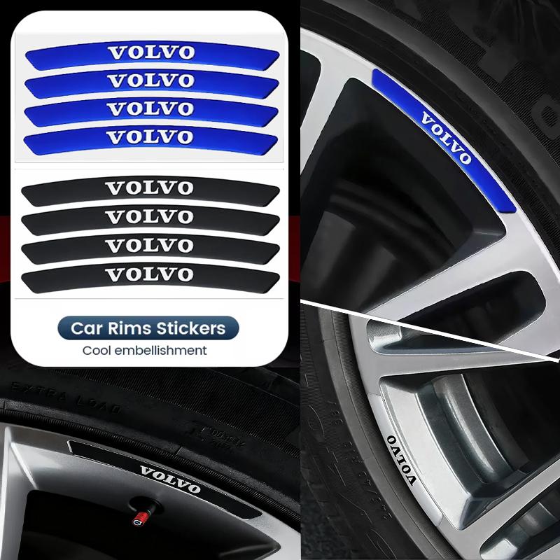 Car Wheel Rim Stickers 4PCS Auto Wheel Hub Decal for Volvo Rdesign Polestar AWD V50 S60 XC60 S40 XC40 XC90 V60 S80 S90 V90 V70