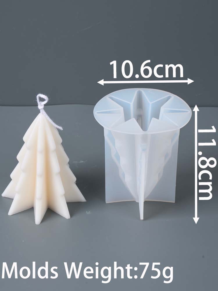 Moule à Bougie Arbre de Noël Géométrique 3D DIY Bougies Parfumées Simples de Noël Moules en Silicone Savon Plâtre Résine Artisanat Fabrication de Cadeaux