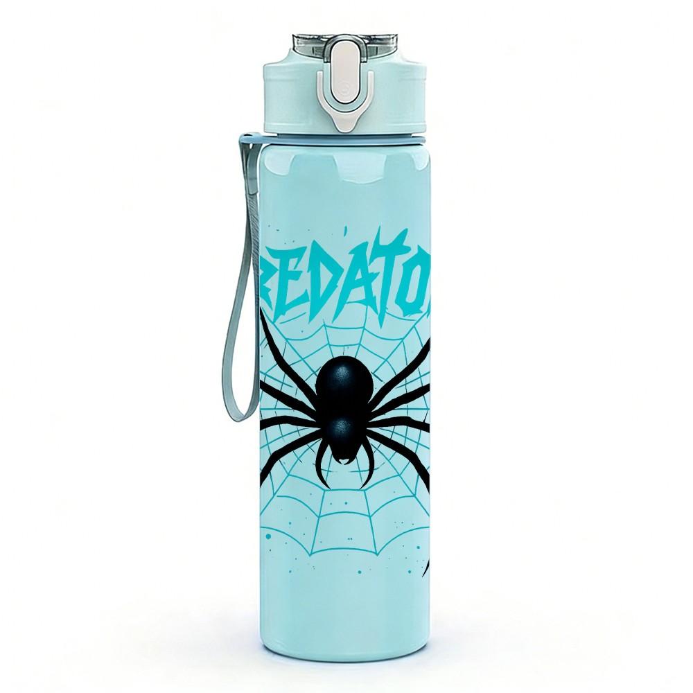 1PC Spider Predator Pattern 750ml Color Plastic Sports Water Bottle Leakproof Flip Straw Lid Suitable for Sports Office Home Use