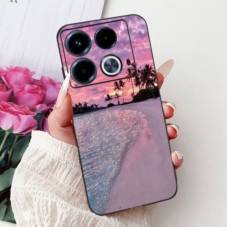 For Cover Infinix Note 40 40x 40Pro Plus Note40 Pro+ Phone Case Colorful Flower Butterfly Lxuru Women Fashion Soft Siliocne Etui