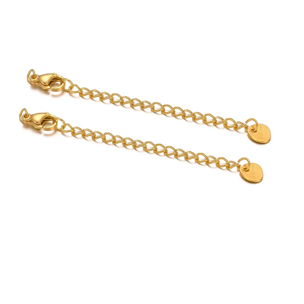 10pcs Stainless Steel Lobster Clasps 5cm Extension Extended Tail Chains for DIY Jewelry Making Bracelet Necklaces Connectors