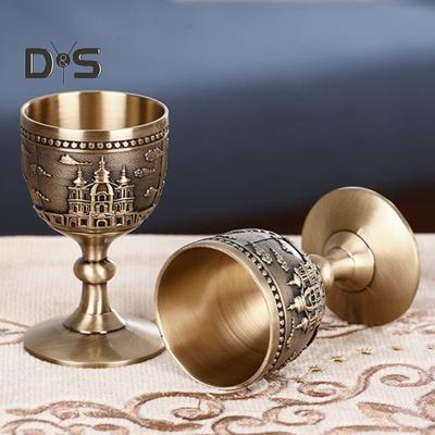 40ml Wine Glass Chinese Style Anti Slip Zinc Alloy Classical Metal Wine Cup Handmade Small Goblet Home Decoration