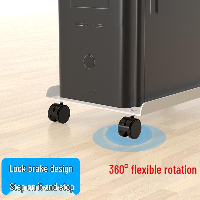Movable Computer Host Desktop Case with Wheels and Retractable Thickened Base