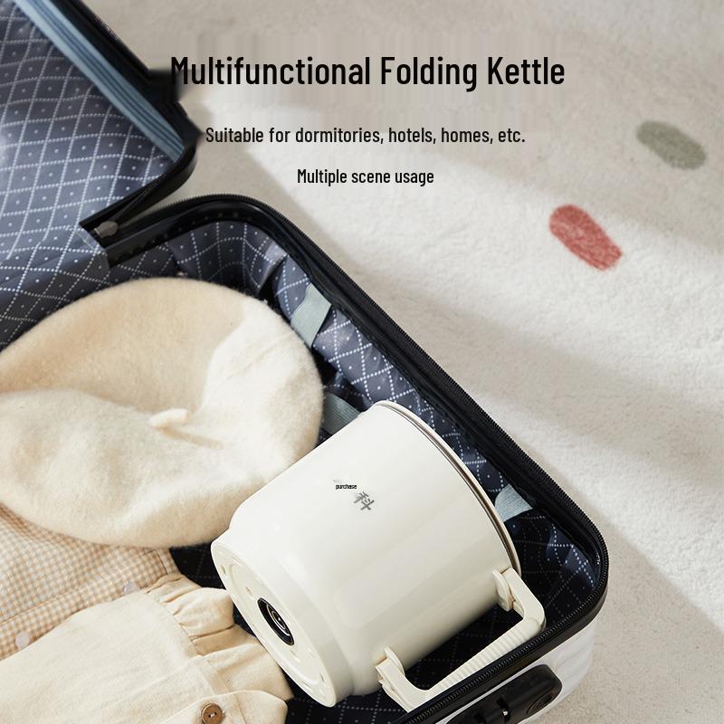 Compact and Portable Travel Electric Folding Kettle - Stainless Steel Multi-functional Water Cup.