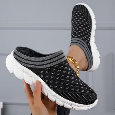 New Breathable Fly-woven Socks Half-drag Women's Shoes Light Casual Sports Women's Single Shoes Large Size Slippers
