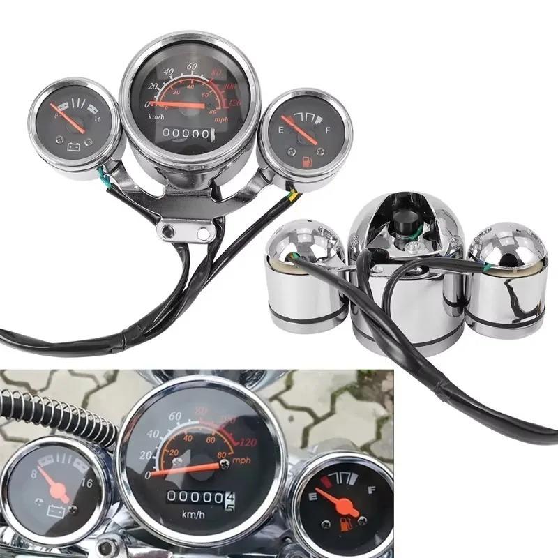 Motorcycle Instrument Digital Tachometer Speedometer Odometer Meter Motorbike Voltmeter Fuel Gauge Kit Fits for Universal