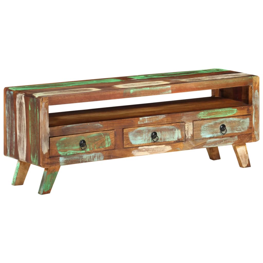 TV Cabinet Multicolored 110 X 30 X 40 Cm Solid Reclaimed Wood
