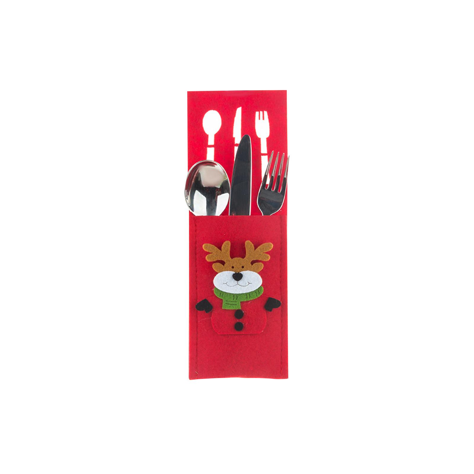 

Christmas Cutlery Set with Snowman Reindeer and Christmas Tree Design Includes Knife Fork and Spoon in Festive Holder for Holiday Table Settings One Size
