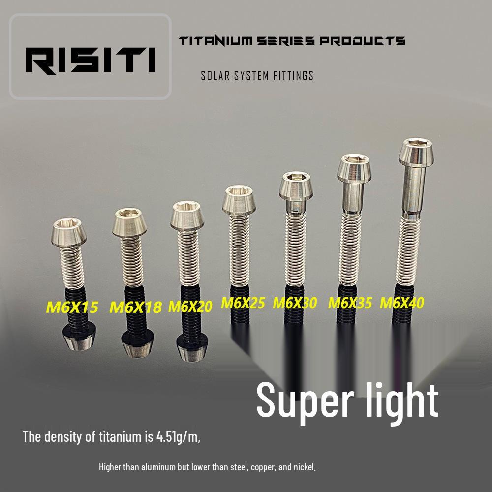 Titanium Alloy Cone Head M6 Hexagon Bolts (15-40mm) for Bicycle Handlebar Stem & Brakes