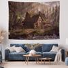 Elegant Forest Cottage Tapestry Rustic Wall Art for Bedroom  Living Room