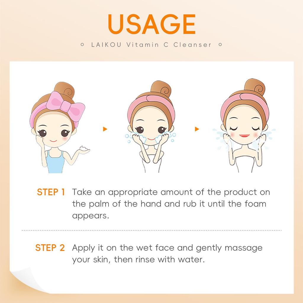 Laikou Vitamin C Hydrating Facial Cleanser - Moisturizes Skin & Cleans Pores.