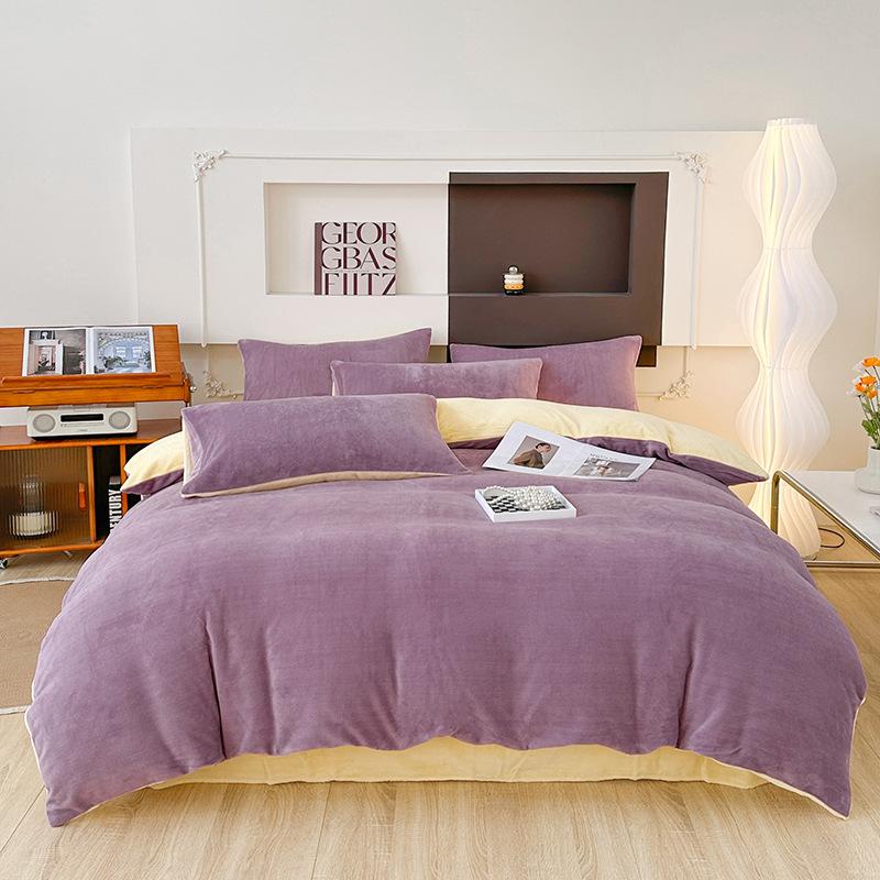 Oboustranná čtyřdílná sada Milk Fleece, zesílené povlečení z korálového fleecu, fleecový termoflanelový povlak na přikrývku