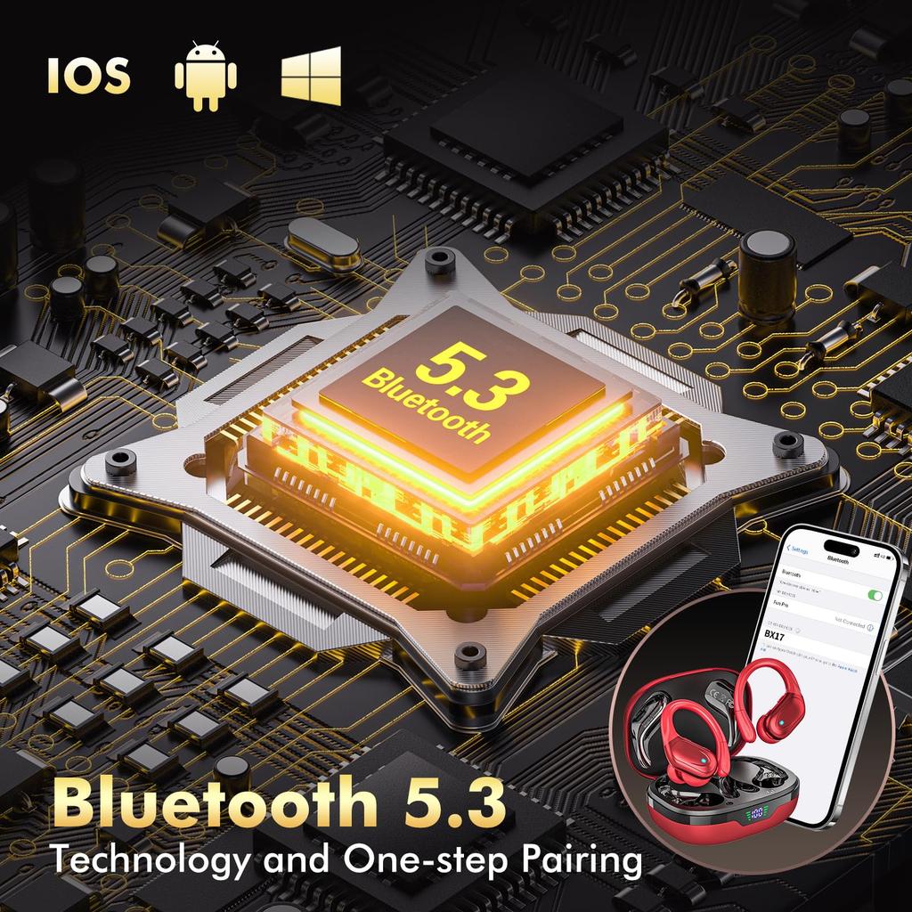 Bluetooth Wireless Earbuds Latest Bluetooth Bluetooth ENC Noise Up To 80 Hours of IPX7 Ear Hook Auto LED Suitable for Web and School [2025 Earbuds]