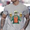 Skeleton Cheers Beers Print Summer T-shirt Men Skeleton and Beer Pattern Funny T Shirts Man Beer Lover Gifts Fashion Casual Tops