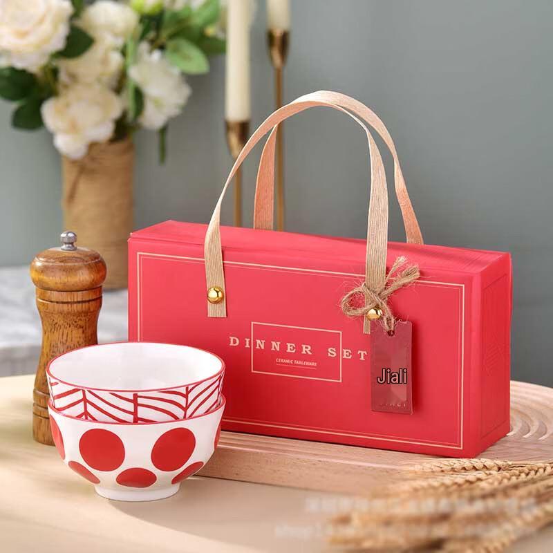 Jingboli Ceramic Bowl and Chopstick Gift Set