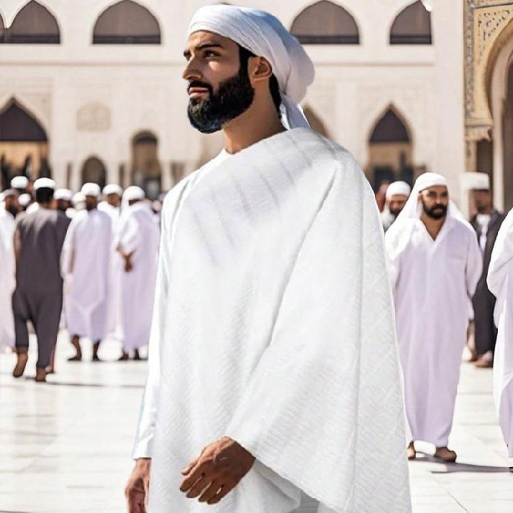 Natural  Ehram Ahram Hajj and Umrah Towel Set Ihram for Men 110×210 Cm (43×82.68 In) Islamic Clothing Ihram Towel Set