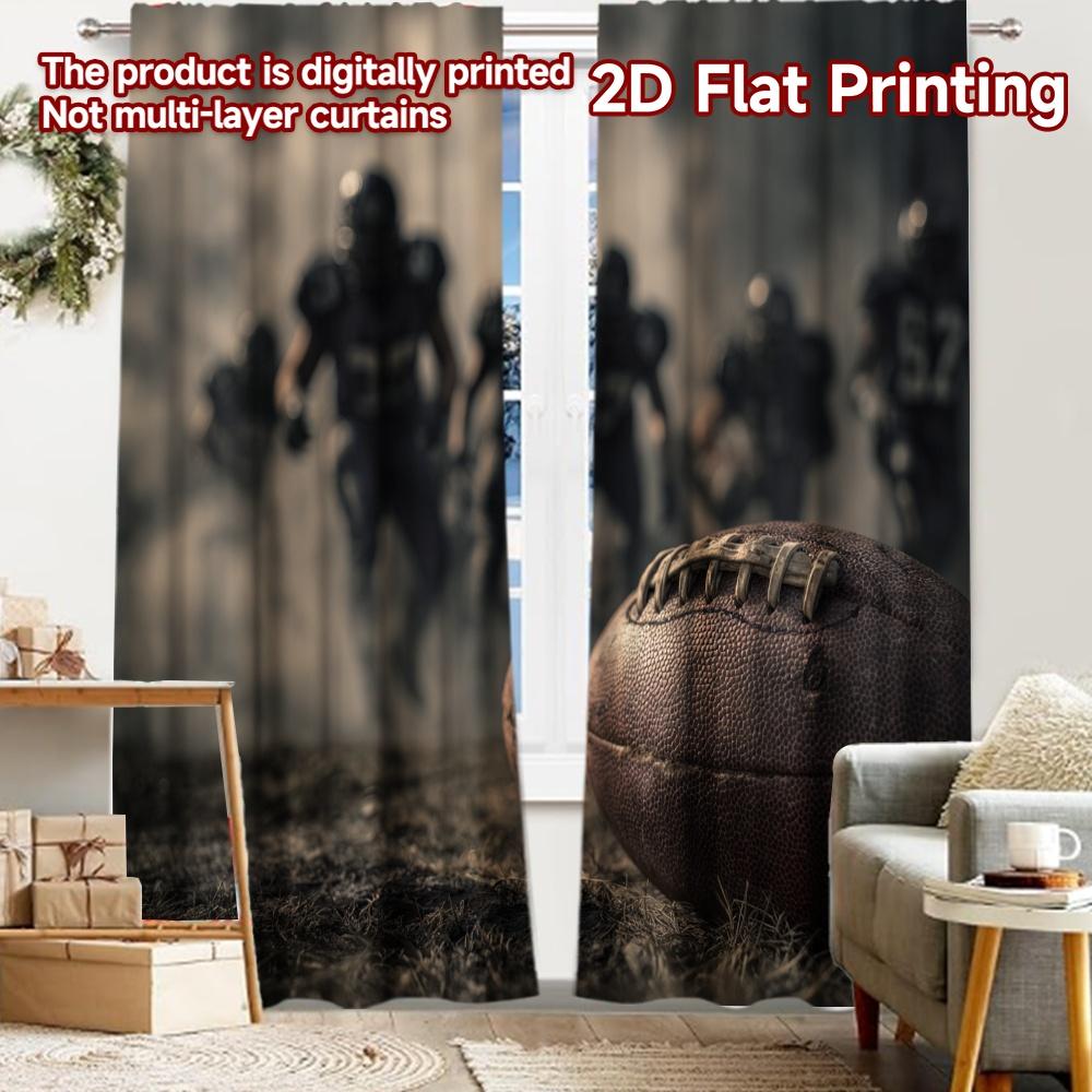 

2pcs, 2D FLAT PRINTING Curtains (Without Rod) Football Chase Holiday Halloween Christmas Printed Curtains Semi-Sheer Curtains 52.50 × 116.00 cm 2 pcs