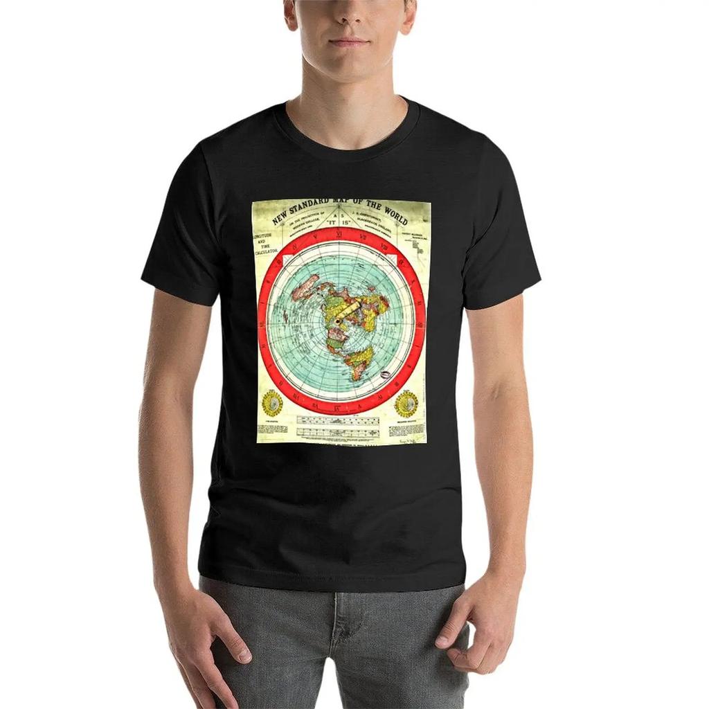 Gleason 1892 Flat Earth Map Research Flat Earth T-Shirt Vintage Anime Shirt Anime Stuff Plus Size Men Clothing